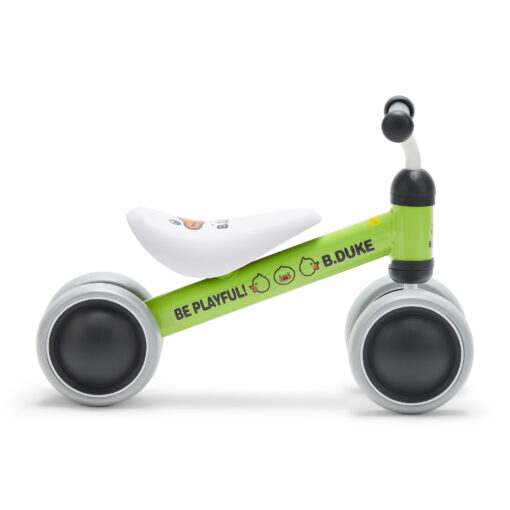 Ontdek de B.Duke Groen - Loopfiets! Leerzaam, veilig en comfortabel voor kinderen van 9 tot 36 maanden. Geef je kleintje een vliegende start op weg naar avontuur!