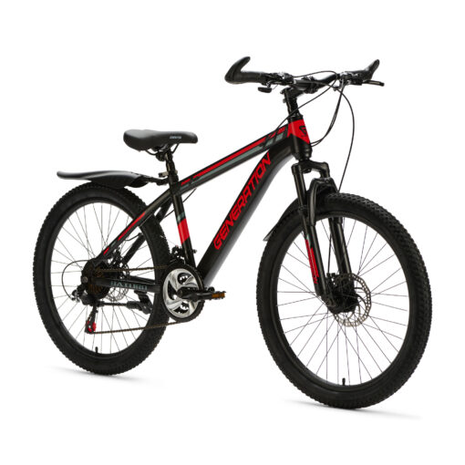 De Generation Baturo Mountainbike 24 inch - Rood spatborden is een stoere en veilige keuze voor kinderen van 7-10 jaar. Met duurzaamheid, comfort en veiligheid voorop, biedt deze fiets avontuur op elk terrein.