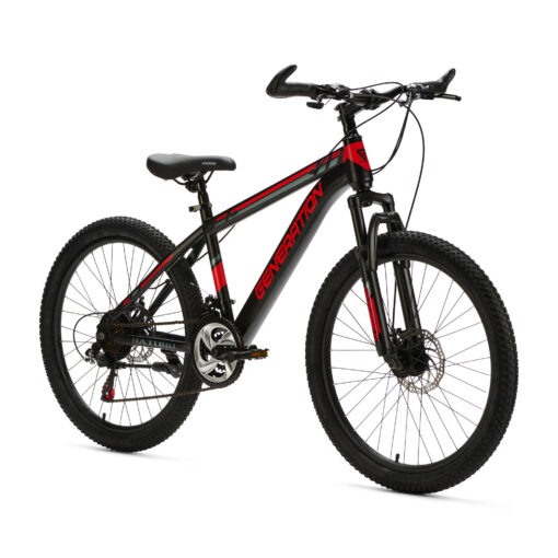 De Generation Baturo Mountainbike 24 inch - Rood is een stoere en veilige keuze voor kinderen van 7-10 jaar. Met duurzaamheid, comfort en veiligheid voorop, biedt deze fiets avontuur op elk terrein.