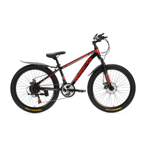 Generation Baturo Mountainbike 24 inch – Rood spatborden. Stoer, veilig en perfect voor kinds van 7-10 jaar. Avontuurlijke ritten op elk terrein.
