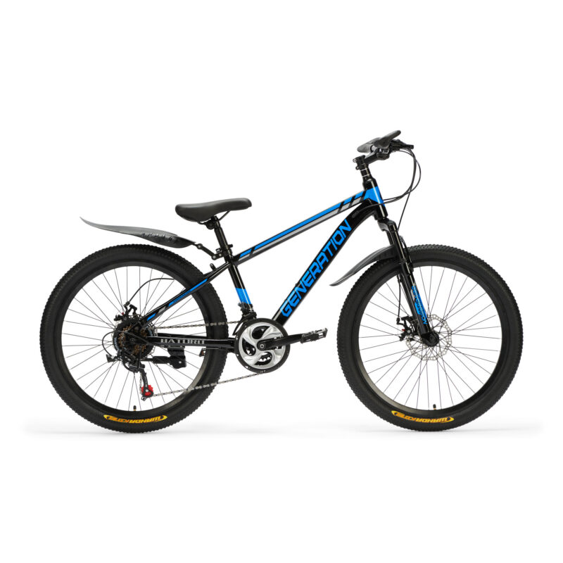 Ontdek de Generation Baturo Mountainbike 24 inch – Blauw spatborden. Stoer, veilig en perfect voor kinderen van 7-10 jaar. Ideaal voor avontuurlijke ritten op elk terrein. Bestel nu!