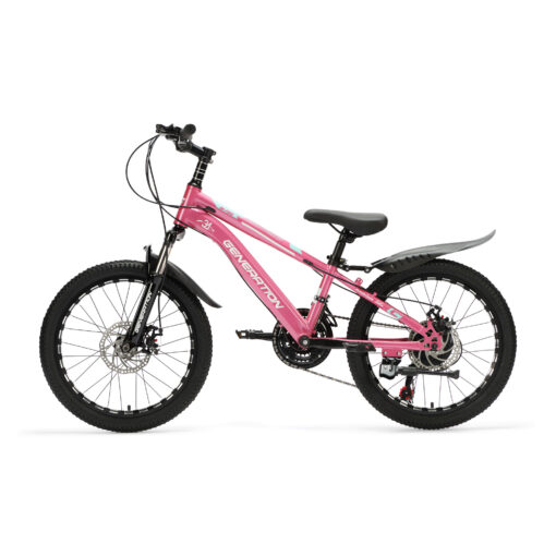 Ontdek de Generation M-760 Mountainbike 20 inch – Roze met spatborden een voor kinderen van 6 tot 8 jaar. Met 21 versnellingen en schijfremmen!