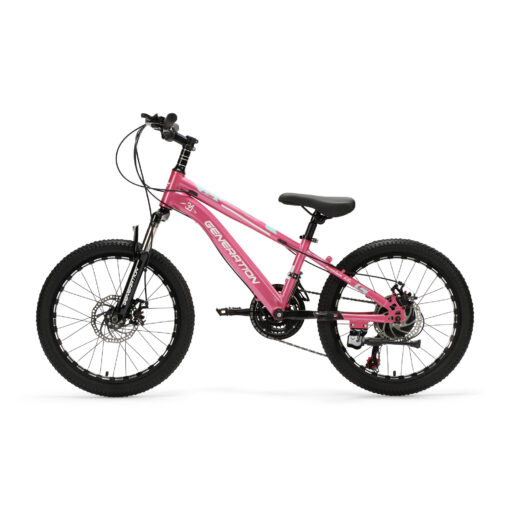 Ontdek de Generation M-760 mountainbike 20 inch - Roze een stoere en veilige keuze voor kinderen van 6 tot 8 jaar. Met 21 versnellingen en schijfremmen!