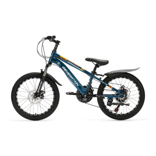 Ontdek de Generation M-760 Mountainbike 20 inch – Blauw met spatborden een voor kinderen van 6 tot 8 jaar. Met 21 versnellingen en schijfremmen!