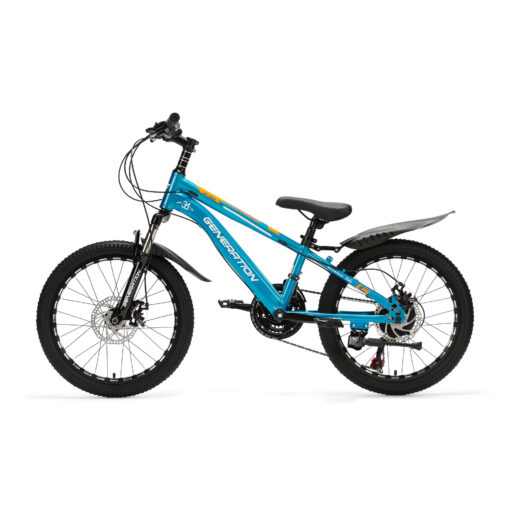 Ontdek de Generation M-760 Mountainbike 20 inch – Lichtblauw met spatborden een voor kinderen van 6 tot 8 jaar. Met 21 versnellingen en schijfremmen!