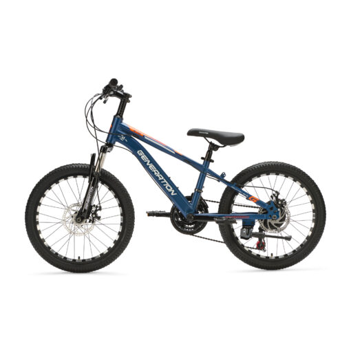 Ontdek de blauwe Generation M-760 Mountainbike 20 inch voor kinderen van 6-8 jaar. Met stoer design, 21 versnellingen en schijfremmen voor optimale veiligheid en plezier!