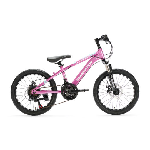 Ontdek de Generation M-760 Mountainbike 20 inch - Roze voor kinderen van 6-8 jaar. Met stoer design, 21 versnellingen en schijfremmen voor optimale veiligheid en plezier!