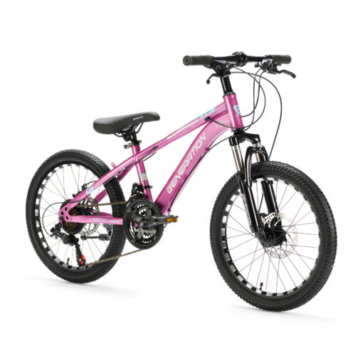 Ontdek de Generation M-760 Mountainbike 20 inch - Roze voor kinderen van 6-8 jaar. Met stoer design, 21 versnellingen en schijfremmen voor optimale veiligheid en plezier!