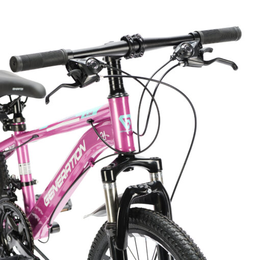 Ontdek de Generation M-760 Mountainbike 20 inch - Roze voor kinderen van 6-8 jaar. Met stoer design, 21 versnellingen en schijfremmen voor optimale veiligheid en plezier!