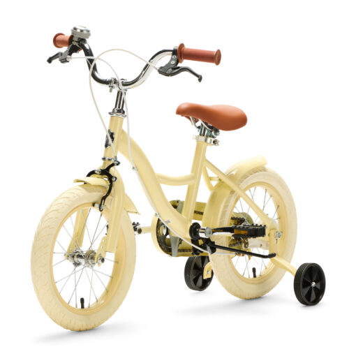 Op de beige Generation Blanco kinderfiets 14 inch trekt jouw kind zeker de aandacht! Deze stoere fiets, geschikt voor kinderen van 3 tot 5 jaar, wordt met zijwieltjes geleverd en is daarom ook perfect geschikt voor kinderen die nog wat ondersteuning kunnen gebruiken.