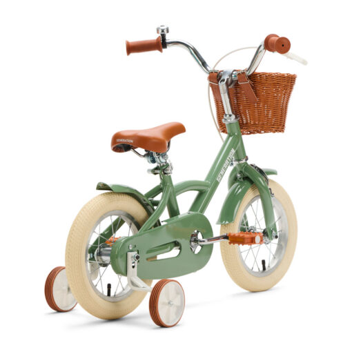 De Generation Classic 12 inch Olijfgroen - Kinderfiets, biedt stijl, veiligheid, en comfort voor kinderen van 2-4 jaar. Inclusief zijwieltjes en eenvoudige montage. Bestel vandaag nog!