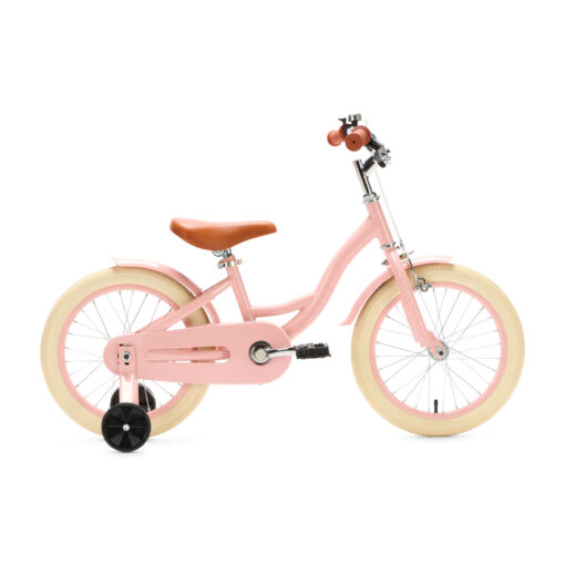 De Generation Blanco 16 Inch Roze is een charmante, stijlvolle kinderfiets voor kinderen van 4-6 jaar. Met een stevig stalen frame, verstelbaar zadel en stuur, en een schattig ontwerp.