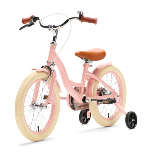 De Generation Blanco 16 Inch Roze is een charmante, stijlvolle kinderfiets voor kinderen van 4-6 jaar. Met een stevig stalen frame, verstelbaar zadel en stuur, en een schattig ontwerp.