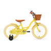 De Generation Blanco 16 Inch Geel met Mandje is een vrolijke, opvallende kinderfiets voor kinderen van 4-6 jaar. Met een stevig stalen frame, verstelbaar zadel en stuur, en een handig mandje voorop.