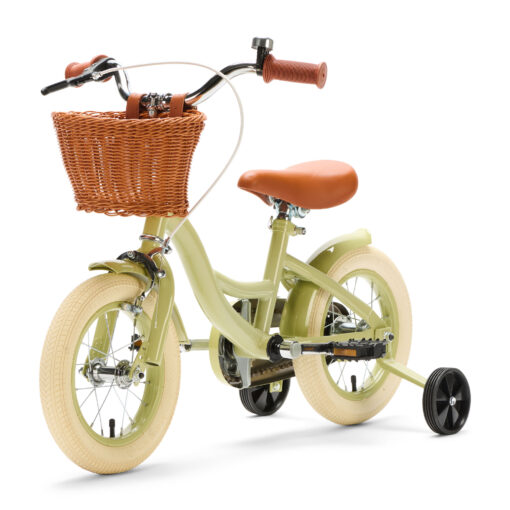 De Generation Blanco 12 Inch Olijfgroen met Mandje is een stoere kinderfiets voor kinderen van 2-4 jaar. Met een stevig frame, verstelbaar zadel en stuur, en een handig mandje voorop.