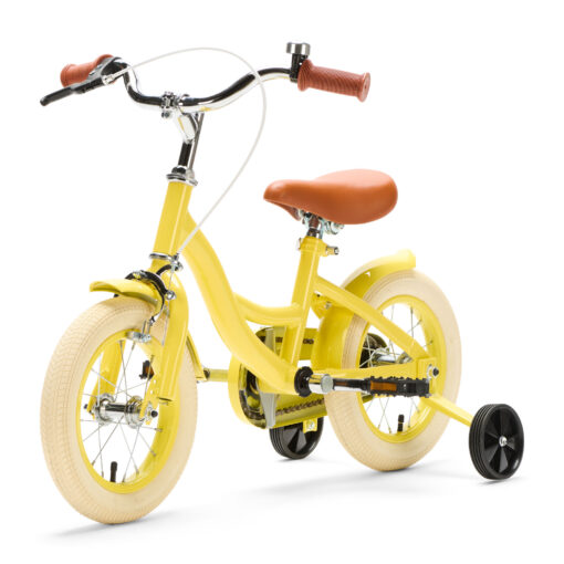 De Generation Blanco 12 Inch Geel is een speelse kinderfiets voor kinderen van 2-4 jaar. Met een stevig frame, verstelbaar zadel en stuur, en een vrolijk ontwerp.