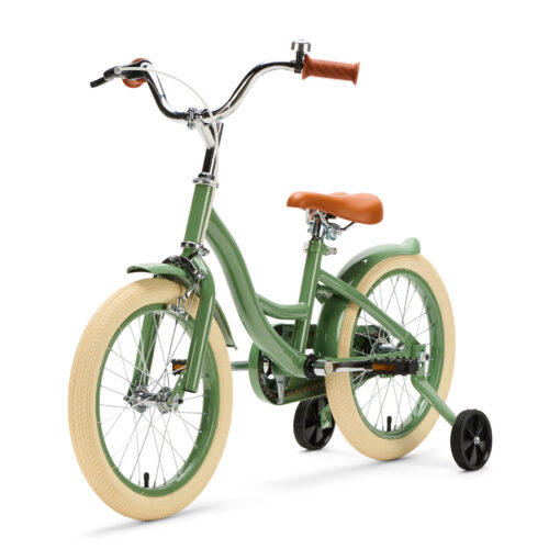 De Generation Blanco 16 Inch Olijfgroen is een stevige, stijlvolle kinderfiets voor kinderen van 4-6 jaar. Met een robuust stalen frame, verstelbaar zadel en stuur, en een stoer ontwerp.