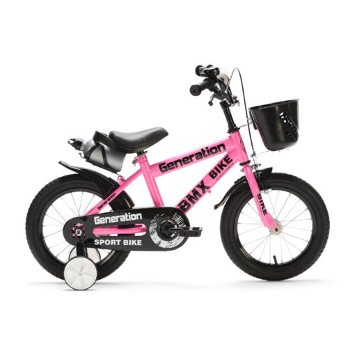 De Generation BMX 14 inch Roze – Kinderfiets is ideaal voor kinderen van 3-5 jaar. Met een stevig frame, veilige remmen en coole accessoires biedt deze fiets zowel plezier als veiligheid.