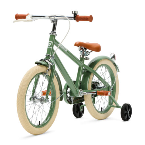 De Generation Retro 16 inch Groen – Kinderfiets is perfect voor 4-6 jarigen, met stijlvol design, veilige remmen, en comfort. Inclusief zijwieltjes, ideaal voor een veilige en plezierige fietservaring.