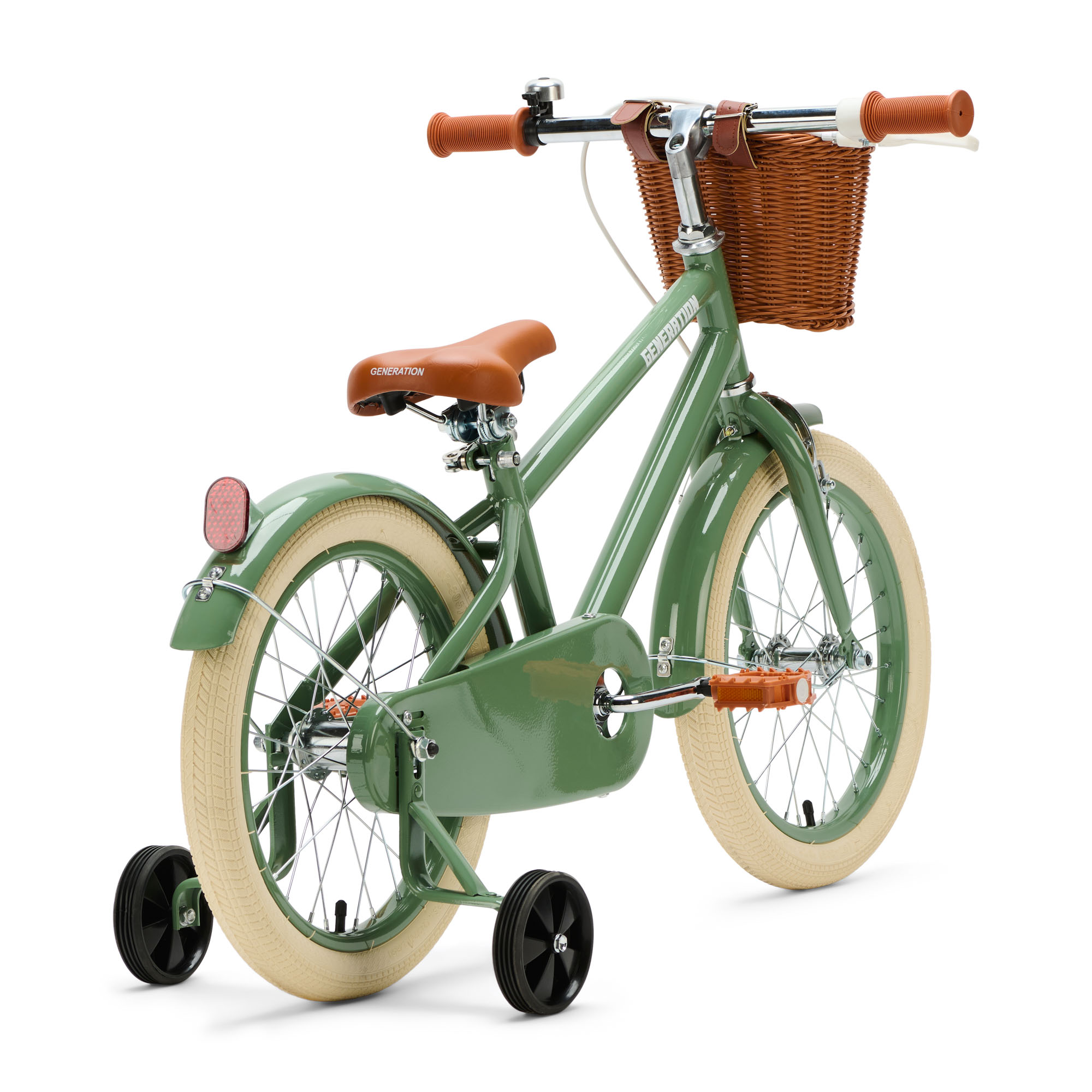 Generation Retro 16 inch Groen – Kinderfiets met Mandje De Generation Retro 16 inch Groen – Kinderfiets met mandje is perfect voor 4-6 jarigen, met stijlvol design, veilige remmen, en comfort. Inclusief zijwieltjes, ideaal voor een veilige en plezierige fietservaring.