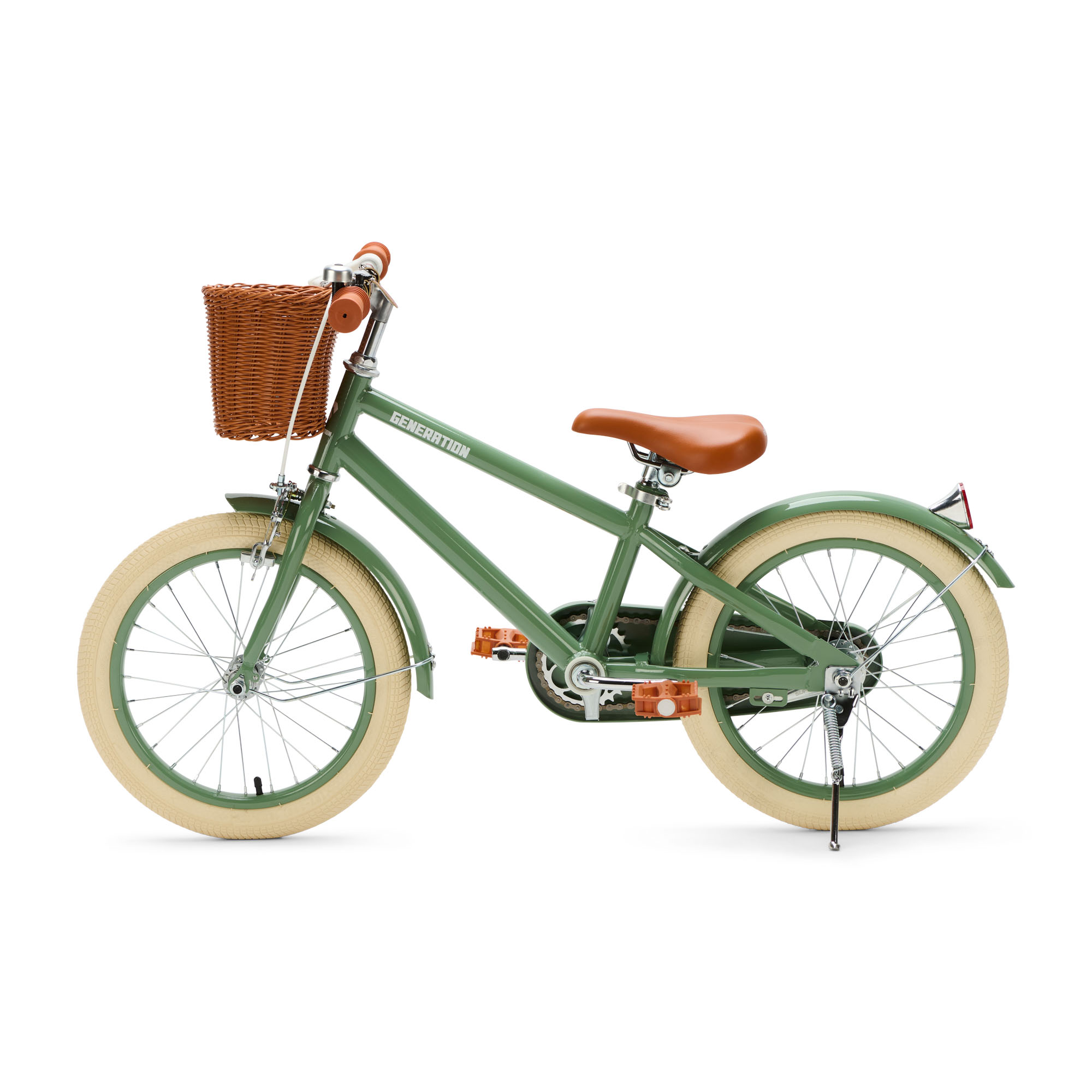 Generation Retro 16 inch Groen – Kinderfiets met Mandje De Generation Retro 16 inch Groen – Kinderfiets met mandje is perfect voor 4-6 jarigen, met stijlvol design, veilige remmen, en comfort. Inclusief zijwieltjes, ideaal voor een veilige en plezierige fietservaring.