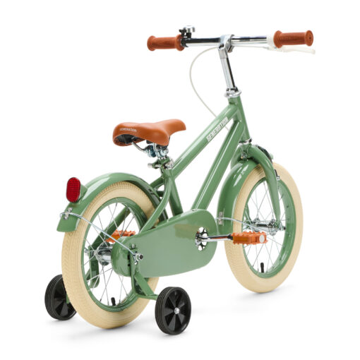 De Generation Retro 14 inch Groen – Kinderfiets is perfect voor 3-5 jarigen, met stijlvol design, veilige remmen, en comfort. Inclusief zijwieltjes, ideaal voor een veilige en plezierige fietservaring.