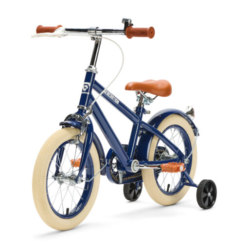 De Generation Retro 14 inch Blauw – Kinderfiets is perfect voor 3-5 jarigen, met stijlvol design, veilige remmen, en comfort. Inclusief zijwieltjes, ideaal voor een veilige en plezierige fietservaring.