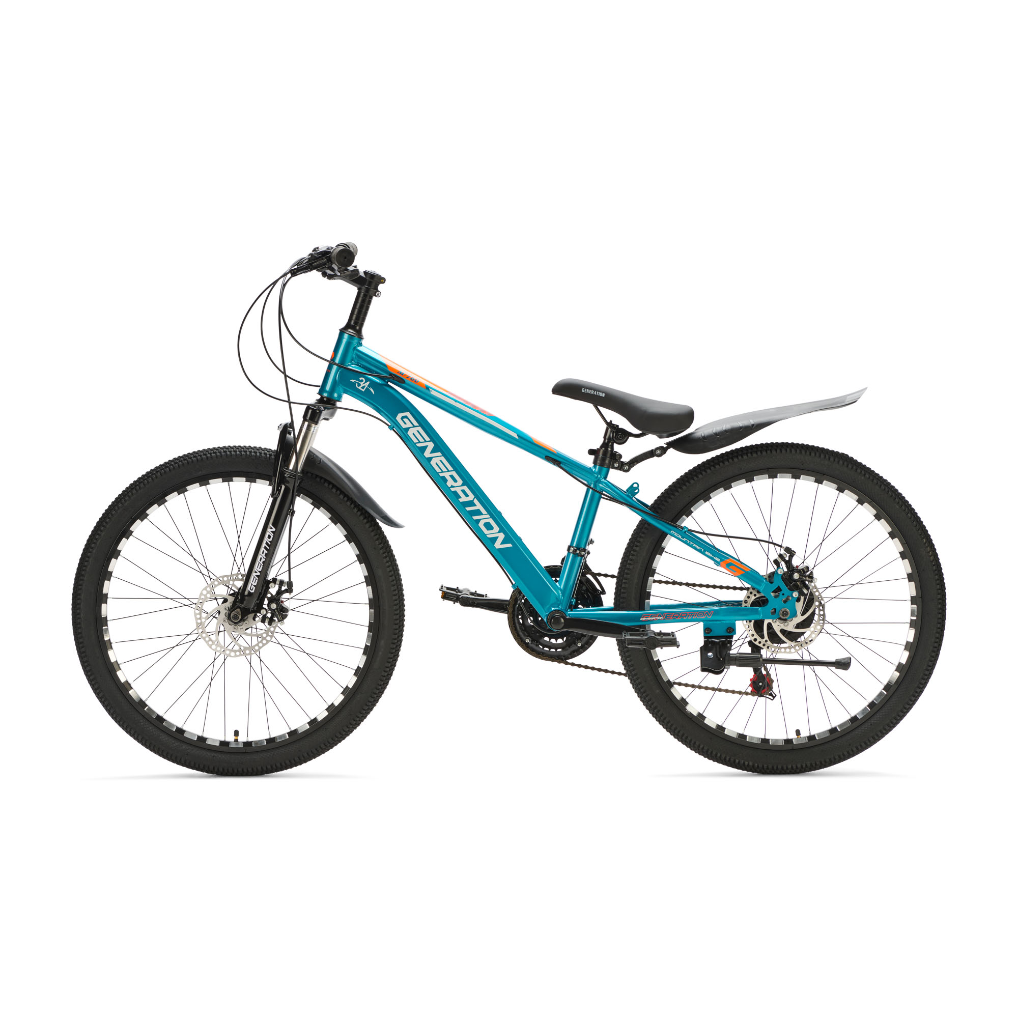Generation M-760 mountainbike 24 inch – Lichtblauw met spatborden Ontdek de lichtblauwe Generation M-760 Mountainbike 24 inch met spatborden voor kinderen van 7-10 jaar. Met stoer design, 21 versnellingen en schijfremmen voor optimale veiligheid en plezier!