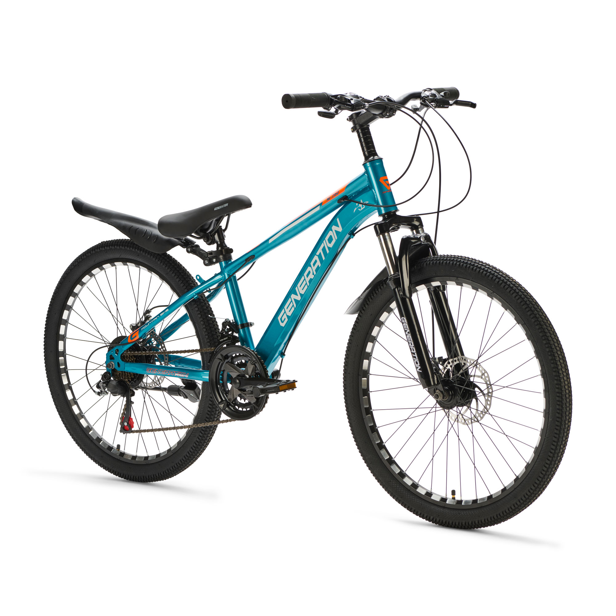 Generation M-760 mountainbike 24 inch – Lichtblauw met spatborden Ontdek de lichtblauwe Generation M-760 Mountainbike 24 inch met spatborden voor kinderen van 7-10 jaar. Met stoer design, 21 versnellingen en schijfremmen voor optimale veiligheid en plezier!