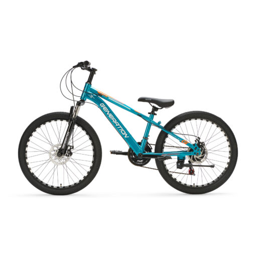 Ontdek de lichtblauwe Generation M-760 Mountainbike 24 inch voor kinderen van 7-10 jaar. Met stoer design, 21 versnellingen en schijfremmen voor optimale veiligheid en plezier!