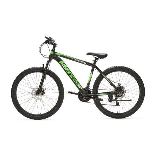 Generation mountainbike 26 inch Groen/Zwart voor jongens van 10 - 14 jaar. Met schijfremmen, geveerde voorvork en 21 versnellingen. Stevig, veilig en stoer.