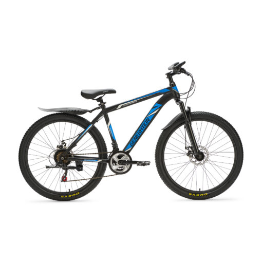 Generation mountainbike 26 inch Blauw/Zwart voor jongens van 10 - 14 jaar. Met schijfremmen, geveerde voorvork en 21 versnellingen. Stevig, veilig en stoer.