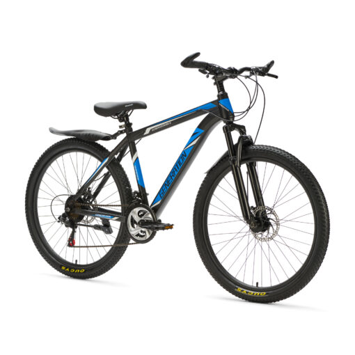 Generation mountainbike 26 inch Blauw/Zwart voor jongens van 10 - 14 jaar. Met schijfremmen, geveerde voorvork en 21 versnellingen. Stevig, veilig en stoer.