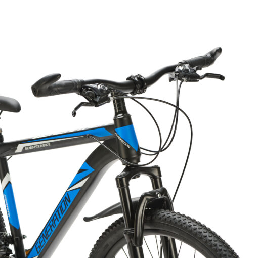 Generation mountainbike 26 inch Blauw/Zwart voor jongens van 10 - 14 jaar. Met schijfremmen, geveerde voorvork en 21 versnellingen. Stevig, veilig en stoer.