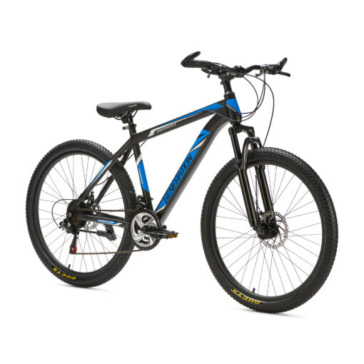 Generation mountainbike 26 inch Blauw/Zwart voor jongens van 10 - 14 jaar. Met schijfremmen, geveerde voorvork en 21 versnellingen. Stevig, veilig en stoer.