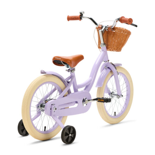 De Generation Blanco 16 Inch Lila met Mandje is een charmante, stijlvolle kinderfiets voor kinderen van 4-6 jaar. Met een stevig stalen frame, verstelbaar zadel en stuur, mandje en zijwieltjes.