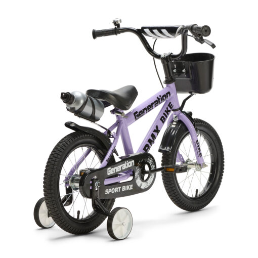De Generation BMX 14 inch Lila – Kinderfiets is perfect voor jonge avonturiers! Stevig, veilig en met coole extra’s zoals een mandje en drinkfles. Bestel nu