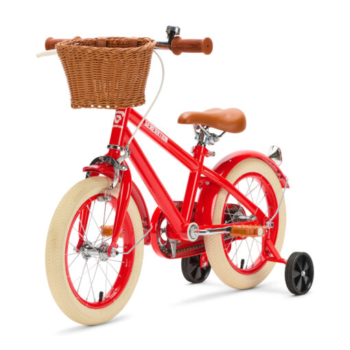 De Generation Retro 14 inch Rood – Kinderfiets met mandje is een stijlvolle vintage kinderfiets voor kinderen van 3 tot 5 jaar. Met stevige remmen, zijwieltjes en een handig mandje is deze fiets perfect voor de eerste echte fietservaringen.