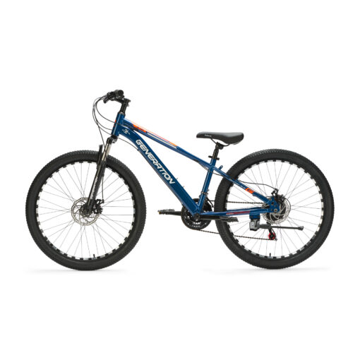 De Generation M-760 Mountainbike 26 inch – Blauw is een stoere en robuuste fiets voor jonge avonturiers vanaf 9 jaar. Met 21 versnellingen, schijfremmen en een geveerde voorvork is deze mountainbike perfect voor ritten op zowel de weg als ruig terrein. Het sterke stalen frame en het sportieve blauwe design zorgen voor veiligheid, comfort en een coole uitstraling.