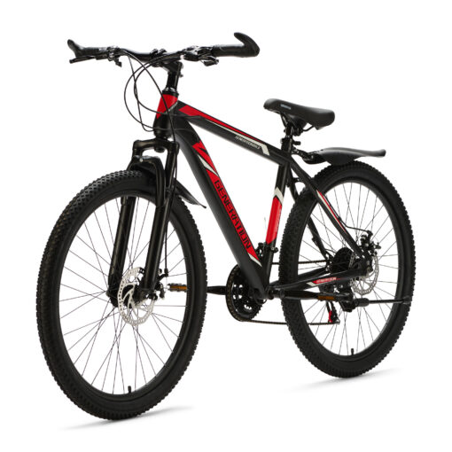 De Generation Mountainbike 26 inch Rood/Zwart met spatborden is een stoere en betrouwbare fiets voor kinderen van 10 tot 14 jaar. Met 21 versnellingen, geveerde voorvork, schijfremmen en verstelbaar zadel en stuur is deze mountainbike perfect voor straat- en recreatieve off-road ritten, zelfs bij regenachtig weer.