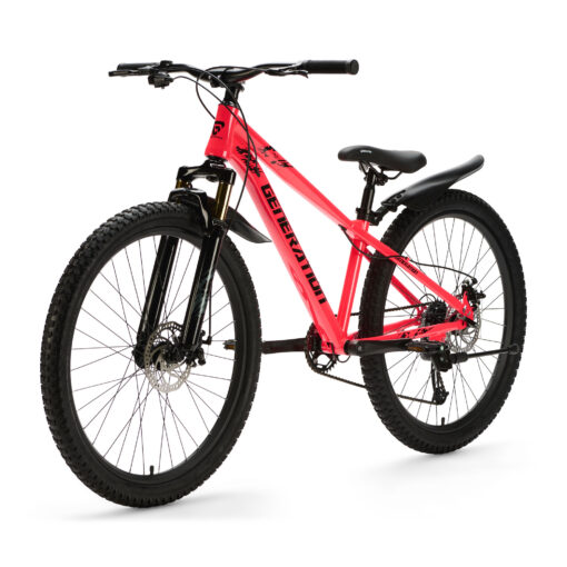 De Generation X8 Mountainbike 26 inch - Roze met spatborden is een veilige en praktische fiets voor kinderen van 10 tot 14 jaar. Met 8 versnellingen, schijfremmen voor en achter, verstelbaar zadel en spatborden is deze mountainbike ideaal voor straat- en recreatieve off-road ritten, ook bij nat weer.