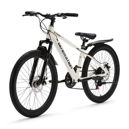 De Generation GT100 24 inch Wit is een lichte en sportieve mountainbike kinderfiets met 21 versnellingen en krachtige schijfremmen. Perfect voor actieve kinderen die graag langere en uitdagendere ritten maken.