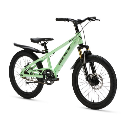 De Generation X6 20 inch Mintgroen is een lichte en sportieve kinderfiets met aluminium frame en krachtige schijfremmen. Perfect voor kinderen van 6 tot 8 jaar die houden van een stoere mountainbike look en comfortabel dagelijks willen fietsen.