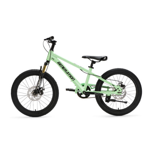 De Generation X6 20 inch Mintgroen is een lichte en sportieve kinderfiets met aluminium frame en krachtige schijfremmen. Perfect voor kinderen van 6 tot 8 jaar die houden van een stoere mountainbike look en comfortabel dagelijks willen fietsen.
