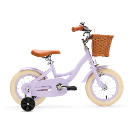 De Generation Blanco 12 inch lila kinderfiets met mandje is de perfecte eerste fiets voor kinderen van 2 tot 4 jaar. Veilig en stabiel dankzij zijwieltjes, terugtraprem en handrem, met een stevig frame en een handig mandje voorop.