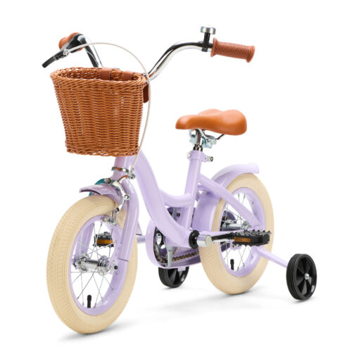 De Generation Blanco 12 inch lila kinderfiets met mandje is de perfecte eerste fiets voor kinderen van 2 tot 4 jaar. Veilig en stabiel dankzij zijwieltjes, terugtraprem en handrem, met een stevig frame en een handig mandje voorop.