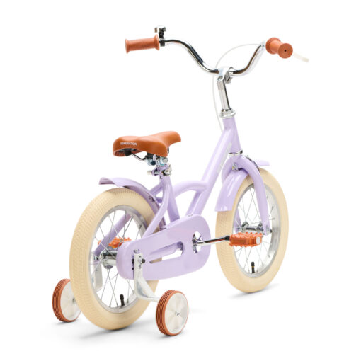 De Generation Classico 14 inch lila kinderfiets is een veilige en stijlvolle fiets voor kinderen van 3 tot 5 jaar. Met stevig frame, zijwieltjes en verstelbaar zadel biedt deze fiets comfort, stabiliteit en een klassieke uitstraling.