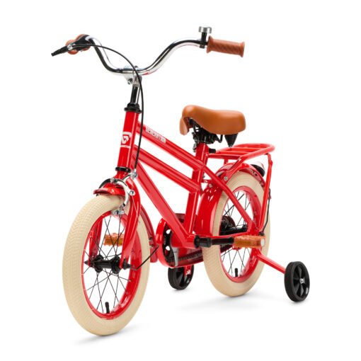De Generation City 14 inch rood is een lichte en stabiele kinderfiets met zijwieltjes. Ideaal voor jonge kinderen die leren fietsen, met een minimale zadelhoogte van 50 cm en een vrolijk design.