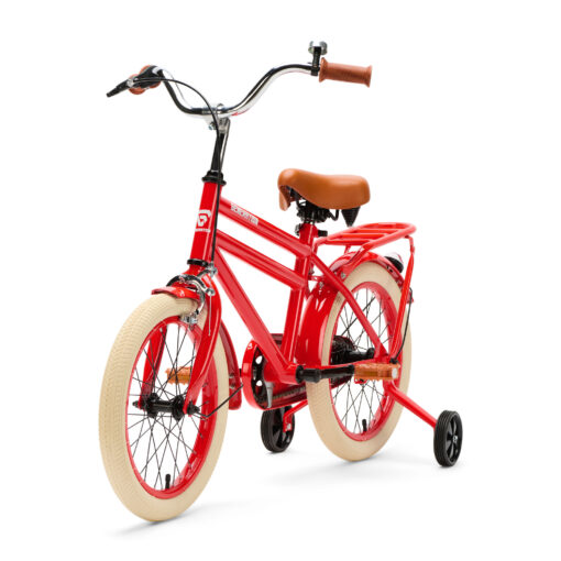 De Generation City 16 inch rood is een stevige en lichte kinderfiets met zijwieltjes en standaard. Ideaal voor kinderen die al kunnen fietsen, met een minimale zadelhoogte van 56 cm en een opvallend design.