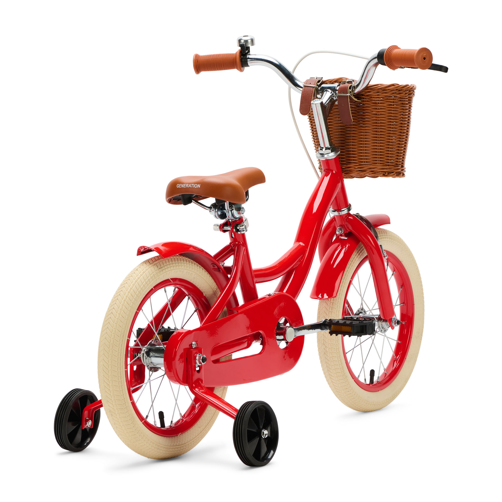 Generation Blanco 14 inch rood – Kinderfiets met Mandje Op de rode Generation Blanco kinderfiets 14 inch met mandje trekt jouw kind zeker de aandacht! Deze stoere fiets, geschikt voor kinderen van 3 tot 5 jaar, wordt met zijwieltjes geleverd en is daarom ook perfect geschikt voor kinderen die nog wat ondersteuning kunnen gebruiken.